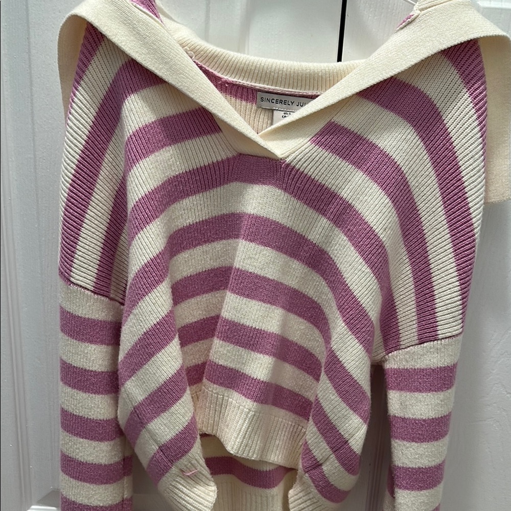 Sincerly Jules Pink and Cream Striped Sweater